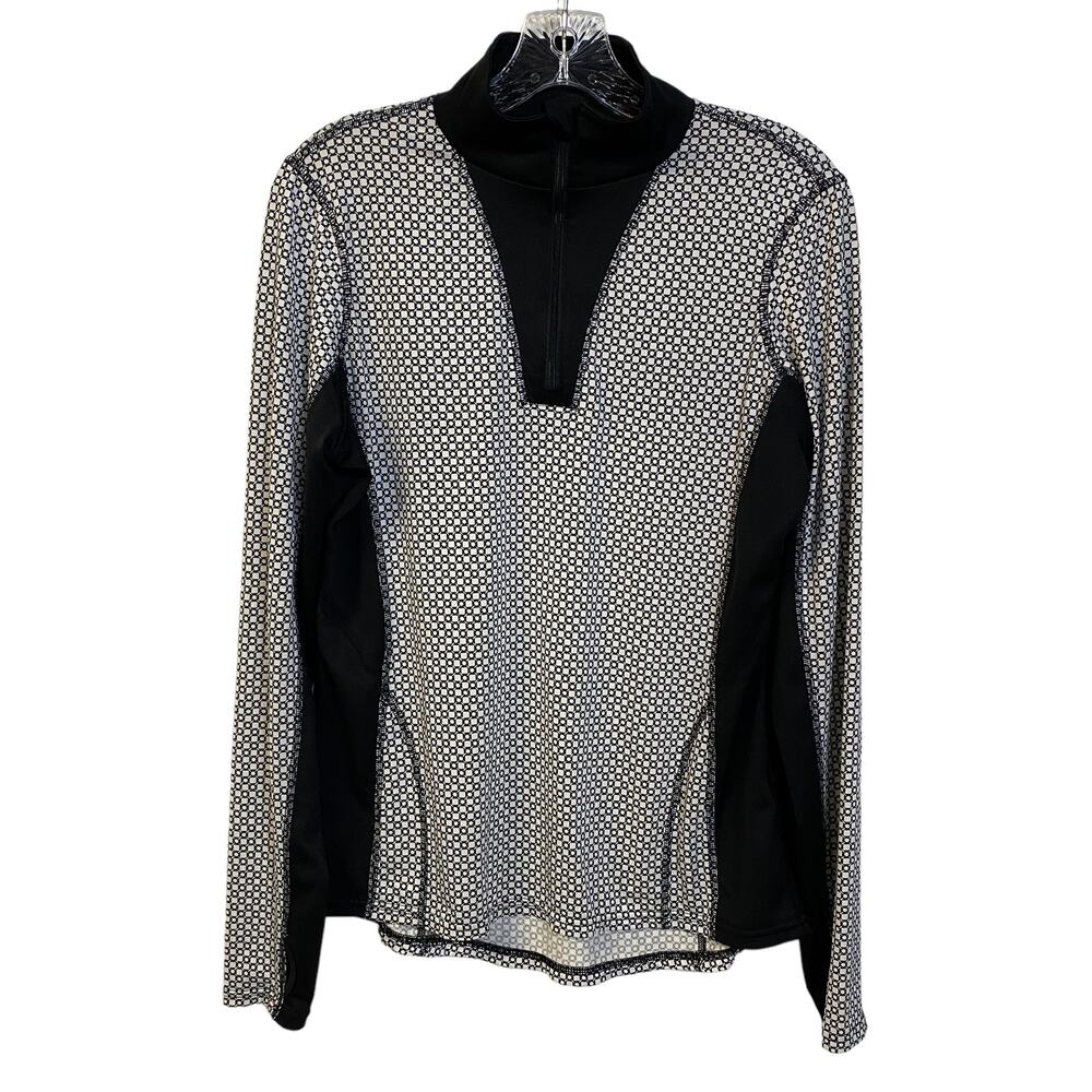 Lands; End 1/4 Zip Pullover M 10-12 Athletic Workout Top Thumbholes Stretchy